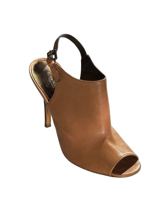 Coach Shoes - Coach Lanora Soft Grain Tan Leather Open-Toe Slingback Heels 8.5B Womens Shoes